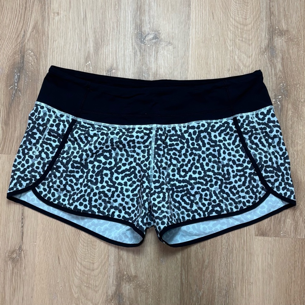 Lululemon Run Speed Shorts Ace Spot Tranquil Black Blue Lined Running Short 12